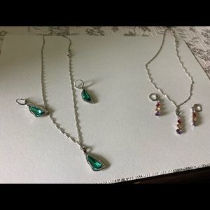 2 pieces of sterling silver necklaces with earring